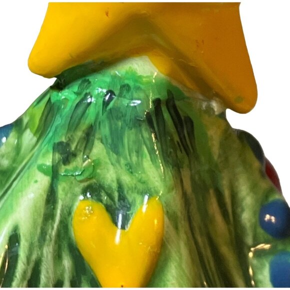 Ceramic Christmas Tree Hearts Candles Bows and Star top 7 Inch - Picture 5 of 10